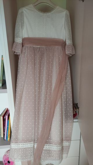 Vestido comunión con plumeti 