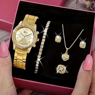 ✅️Reloj anillo collar pendientes pulsera color oro