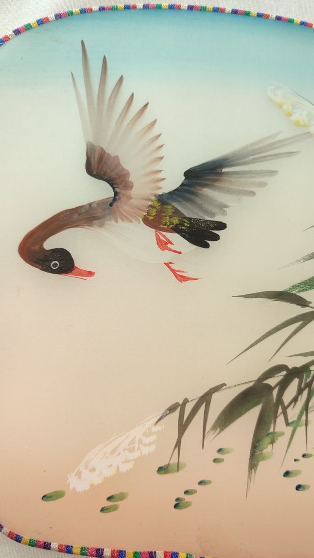 Pay-pay de seda pintado a mano. Abanico