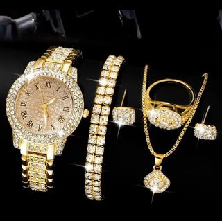 ✅️Reloj anillo collar pendientes pulsera color oro