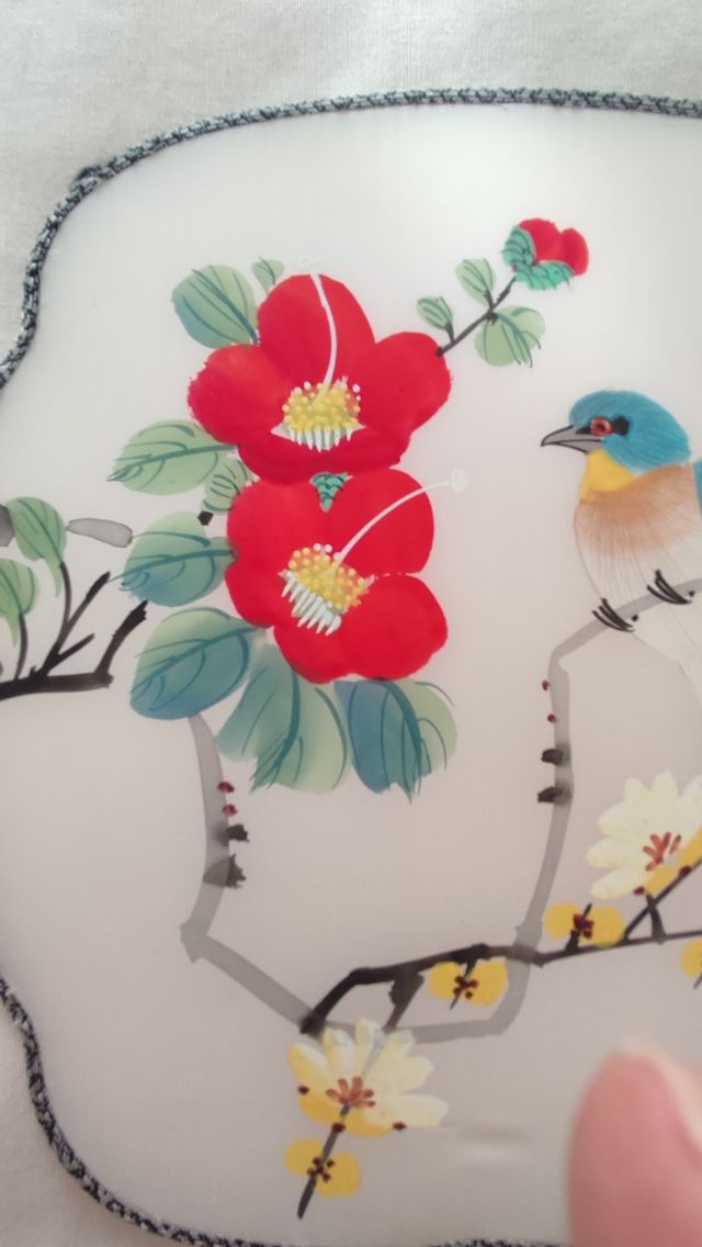 Pay-pay de seda pintado a mano. Abanico