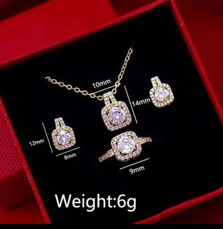 ✅️Reloj cuarzo pendientes anillo collar color oro