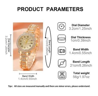 ✅️Reloj cuarzo pendientes anillo collar color oro