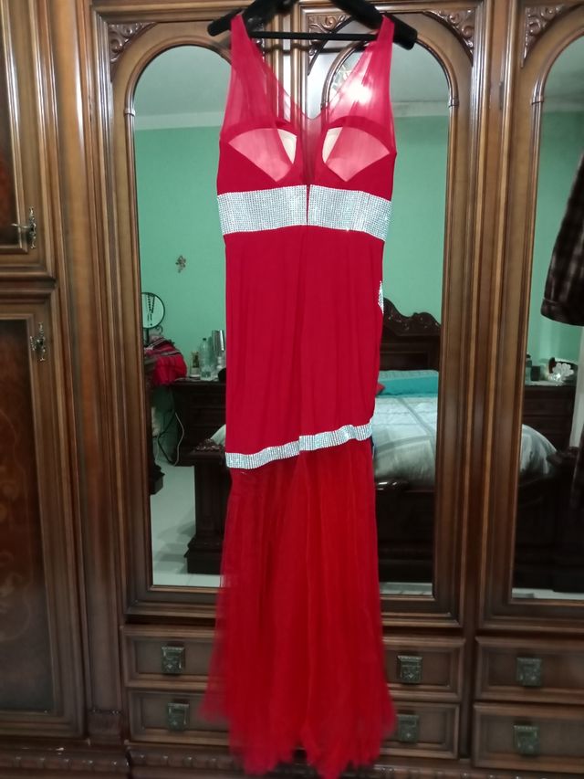 Vestito elegante rosso Impero Couture