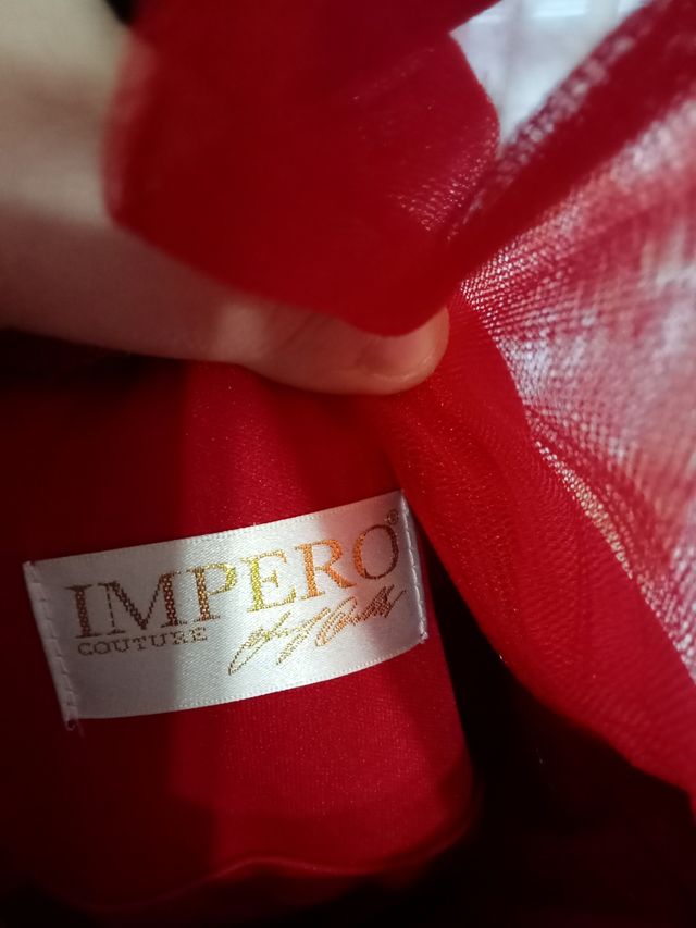 Vestito elegante rosso Impero Couture