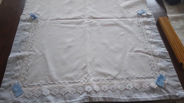 Runner celeste bianco  cotone