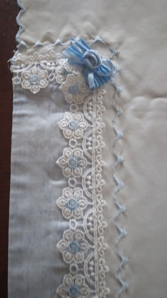 Runner celeste bianco  cotone