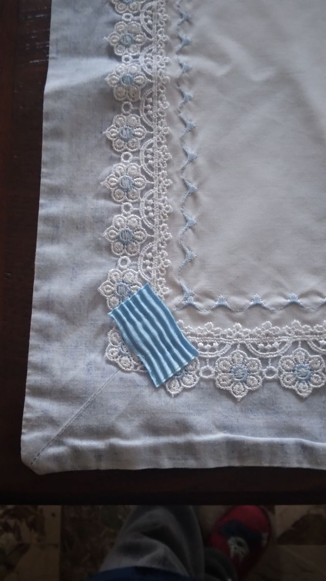 Runner celeste bianco  cotone