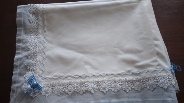 Runner celeste bianco  cotone