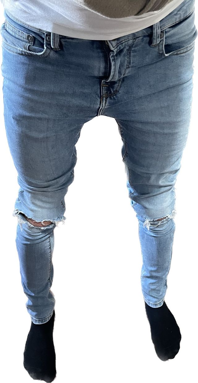 Jeans skinny fit strappati blu chiaro Pull&Bear