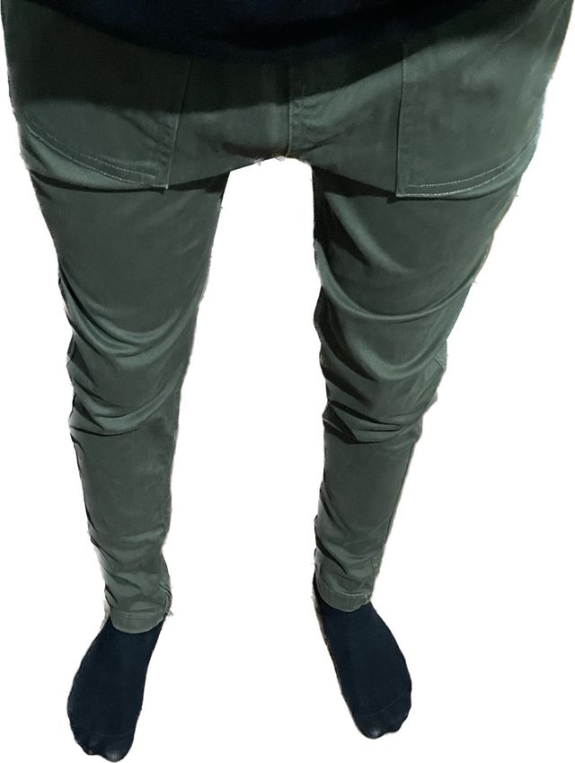Pantaloni chino skinny verdi cavallo basso