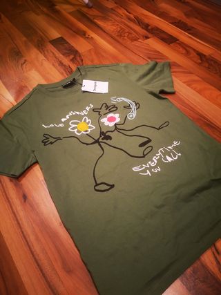 Camiseta desigual nueva verde T-S