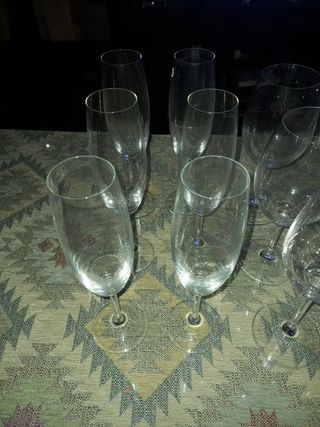 Juego 18 copas cristal bohemia+decantador vino