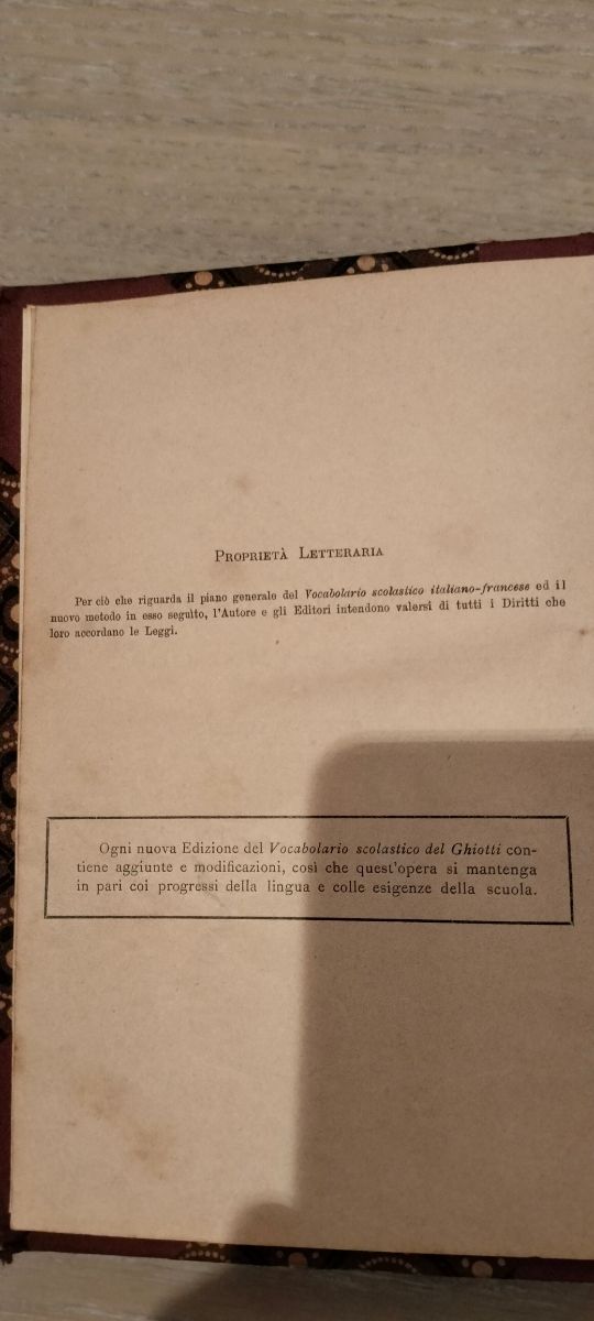 Vocabolario Ghiotti ita-fra inizio 900