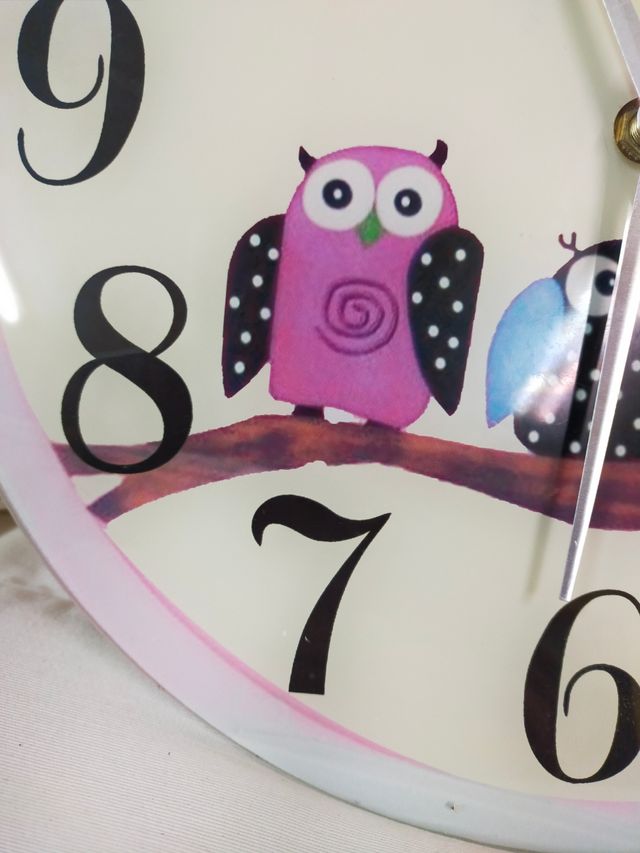 Reloj de pared Cristal 30cm diámetro. Buhos