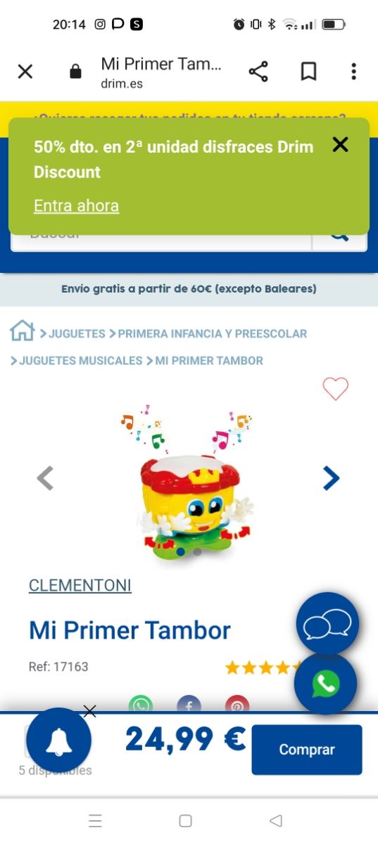 Tambor músical bebé