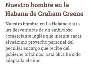 Libro, Nuestro Hombre en La Habana