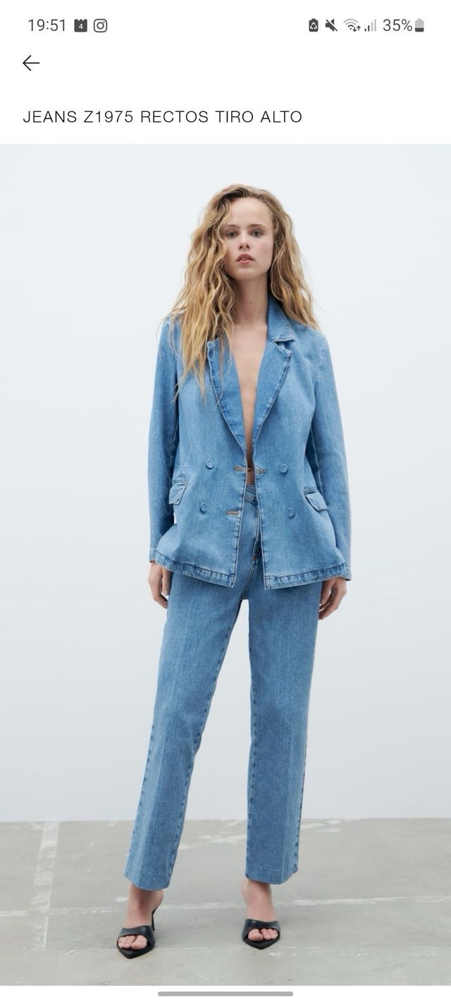 Blue Pantalones Vaqueros Boyfriend Straight Leg Jeans Zara