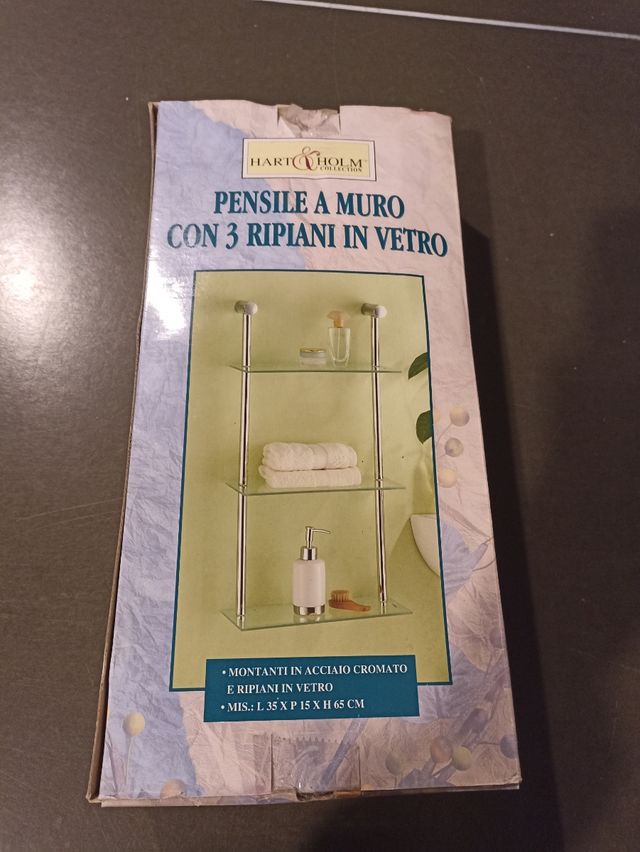 Pensile a giorno con mensole in vetro