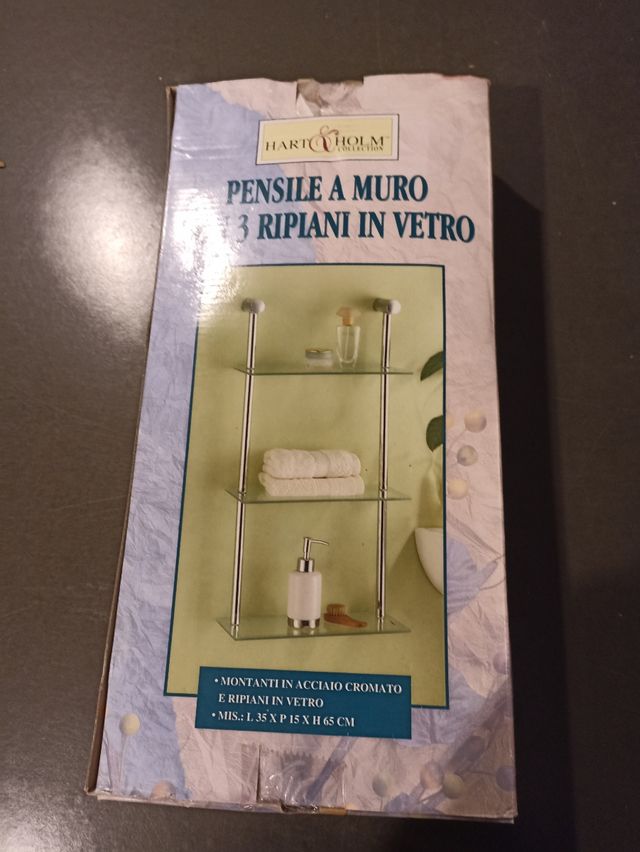 Pensile a giorno con mensole in vetro