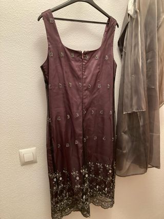 Vestido organza forrado con chaqueta