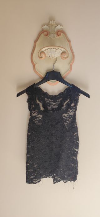 Canotta in pizzo nera