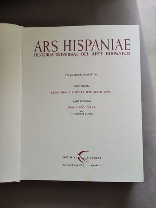 TOMO XVII DE ARS HISPANIAE. Último precio