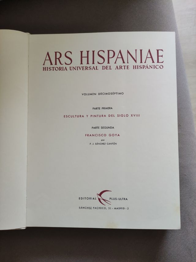 TOMO XVII DE ARS HISPANIAE. Último precio