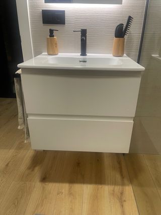 Mueble baño blanco mate de 80cm + encimera