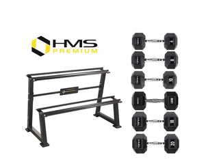 Set Mancuernas Hexagonales HMS PRO con soporte