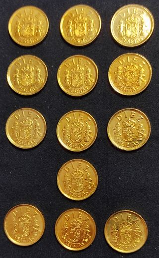 MONEDAS BAÑADAS ORO JUAN CARLOS I 10 PTA