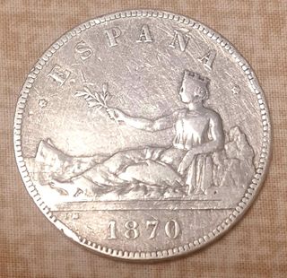Moneda plata 5 pesetas de 1870