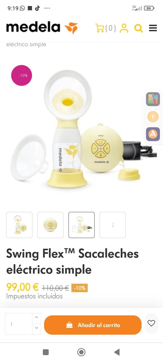 Extractor de leche medela eléctrico