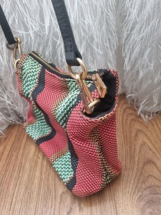 Bolso Bimba y Lola coral, verde y negro