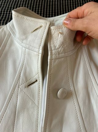 Cazadora oversized de cuero blanca vintage