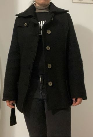 cappotto nero in lana cotta donna