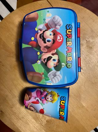 caixa sandes e copo super mario