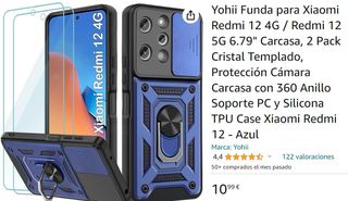 Funda Xiaomi redmi 12 4g con 3 cristal templado