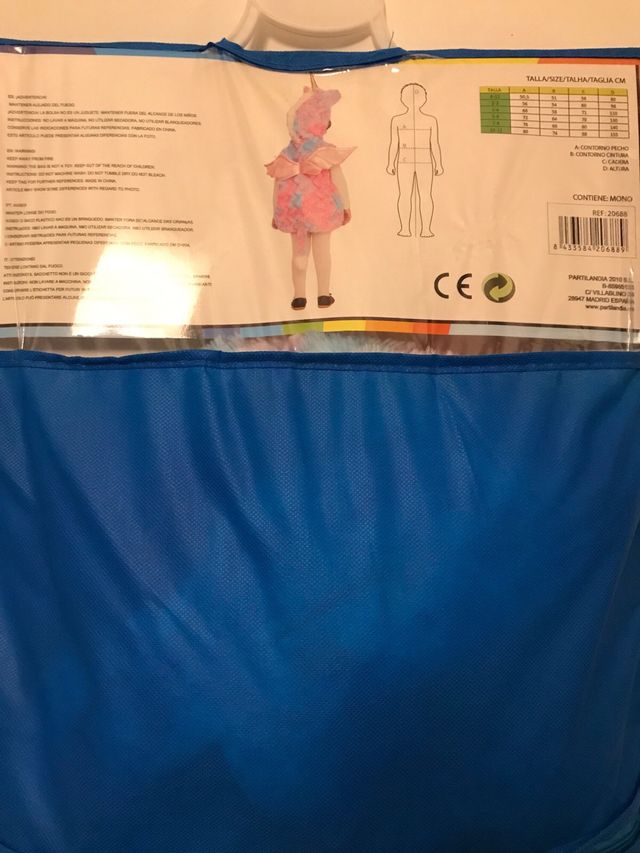 disfraz unicornio niñ 1 a 3 años