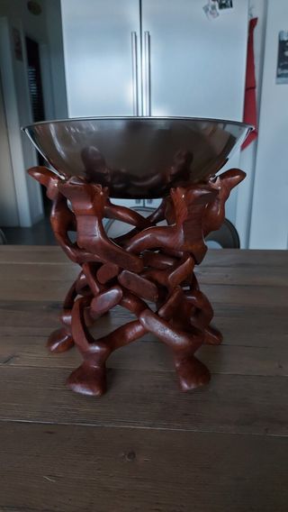 Porta tutto in legno intarsiato