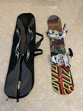 Tabla snowboard con fijaciones