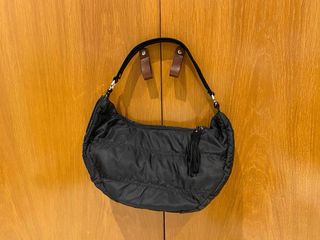 Bolso de hombro negro tela terciopelo fiesta