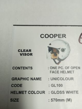 CASCO MOTO SMK SCOOPER BLANCO BRIL GL100 NUEVO T-M