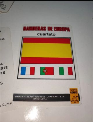 Antiguo juego del cuarteto naipes cartas banderas 