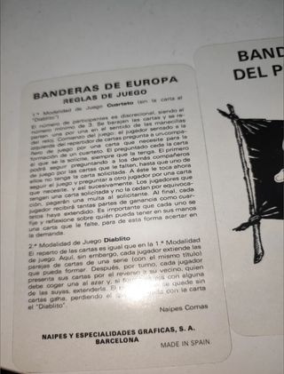 Antiguo juego del cuarteto naipes cartas banderas 
