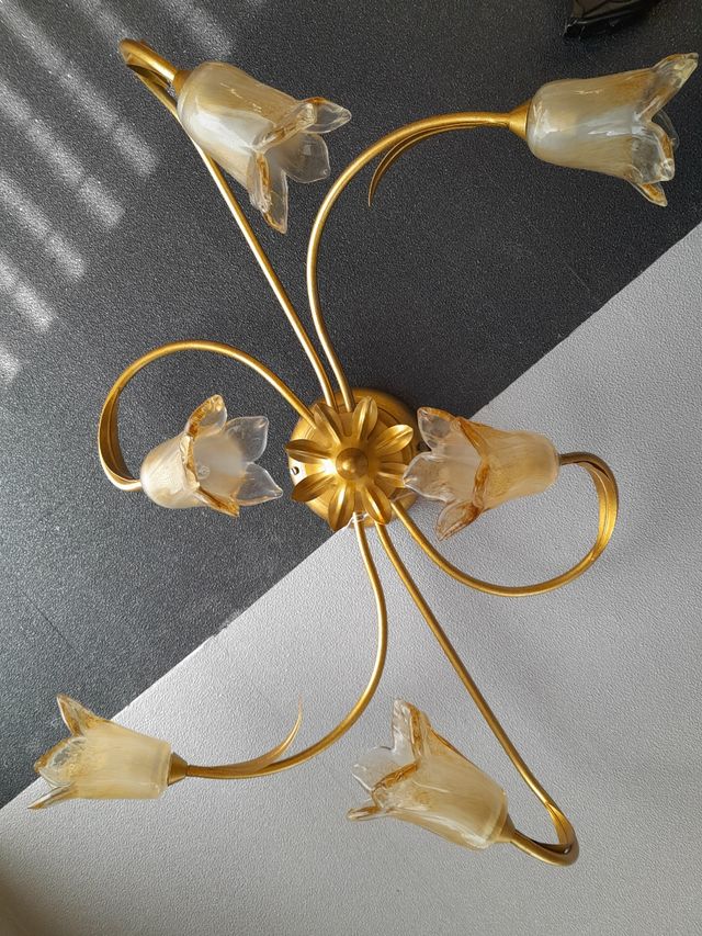 Plafoniera 6 luci oro antico