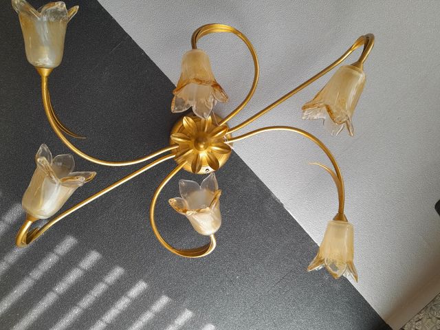 Plafoniera 6 luci oro antico