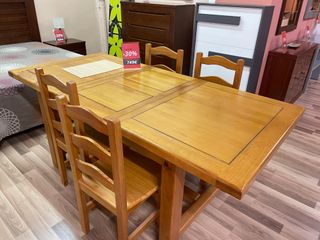 conjunto sillas y mesa extensible, pino macizo