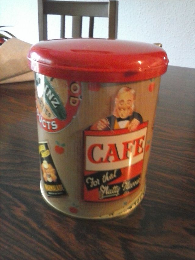 Bote café vintage, portavelas, plato, cerdo hucha