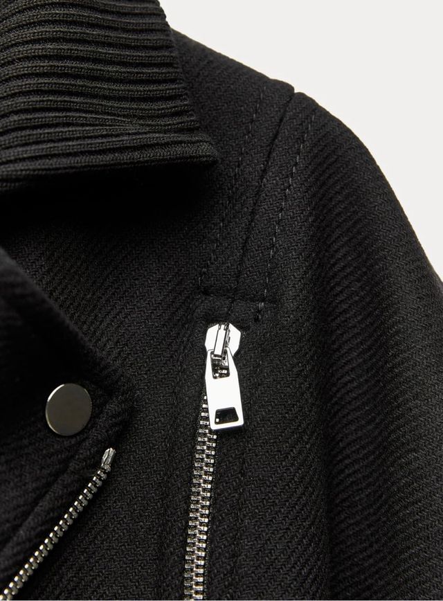 cazadora MANTECO abrigo biker con cremallera NUEVA